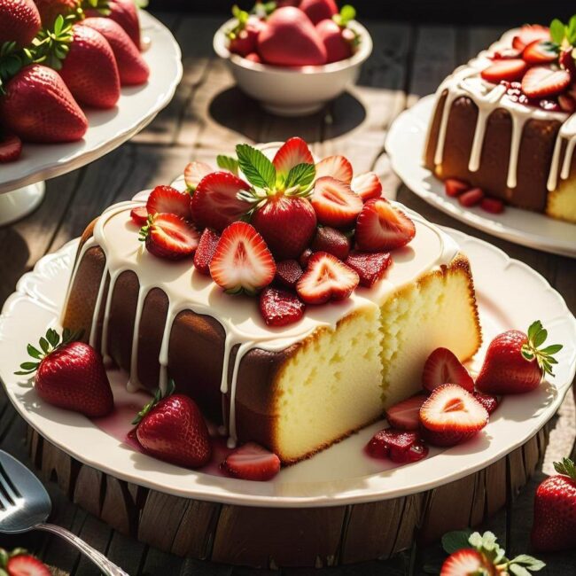 Ciasto ucierane z rabarbarem i truskawkami na rodzinne spotkania