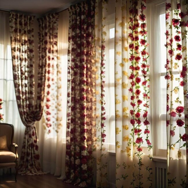 Modne aranżacje okien z zasłonami w kwiaty